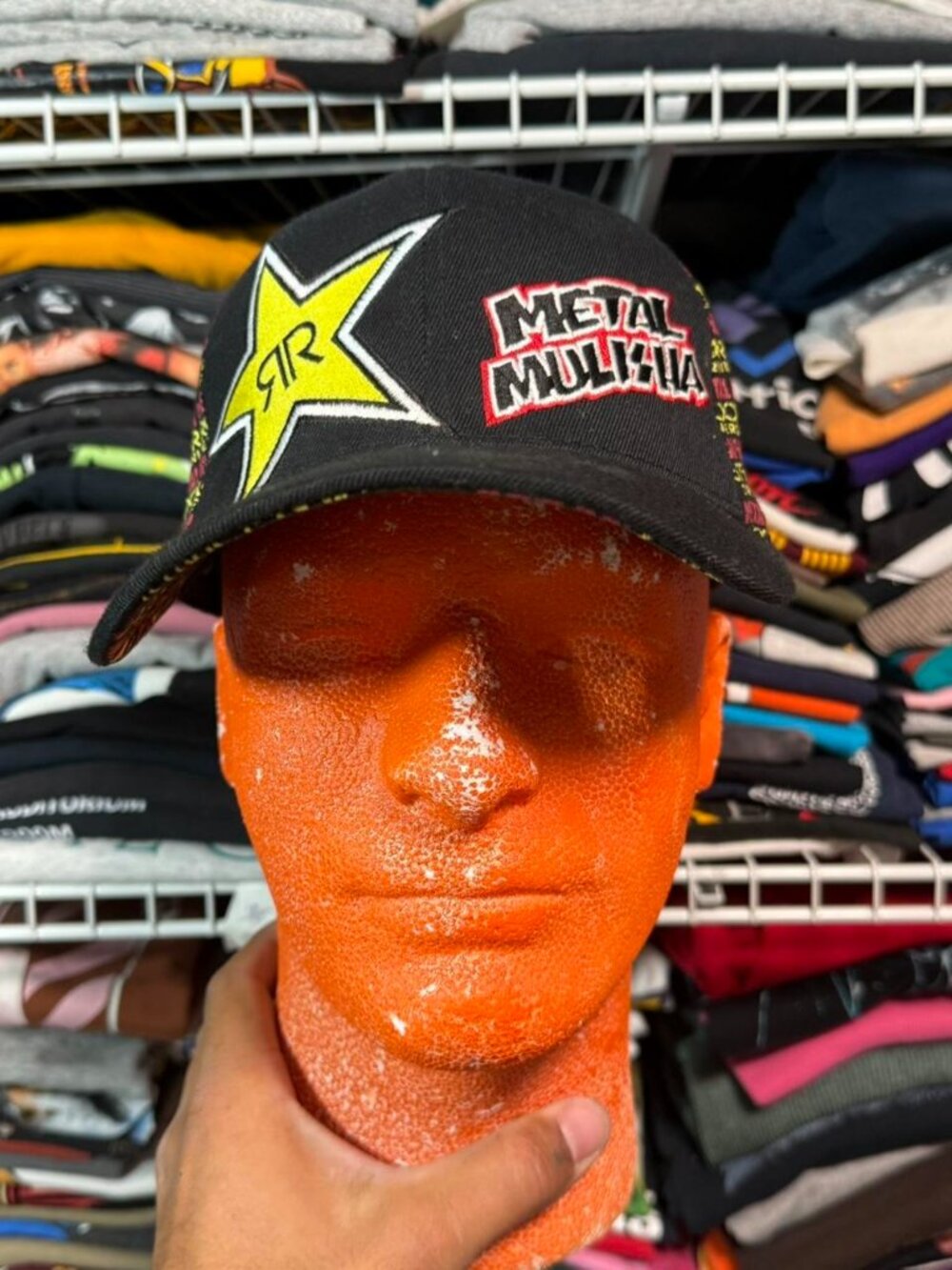 Y2K Metal Mulisha x Rockstar black flex fit  hat Size S